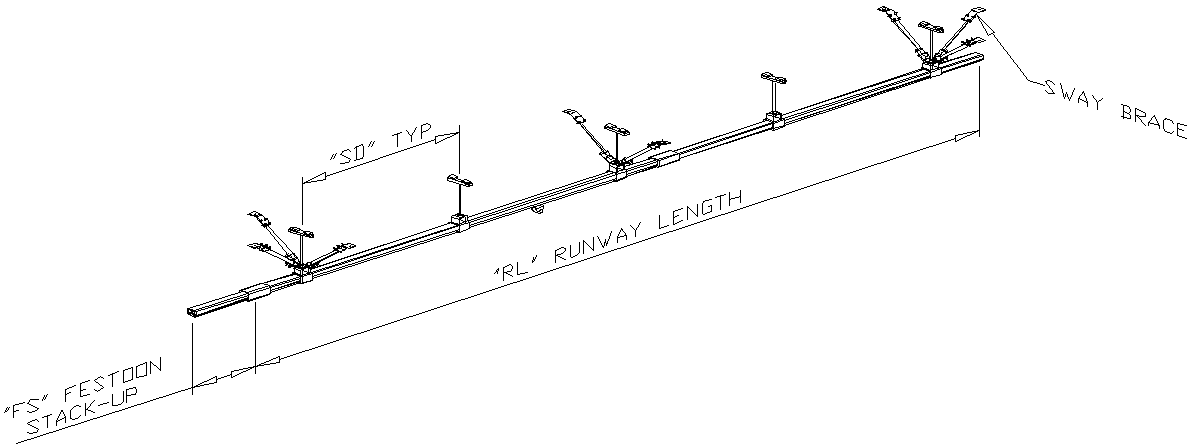 Plain Track Monorail Configuration to 6' Support Centers